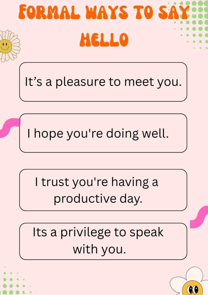 Formal ways to say Hello